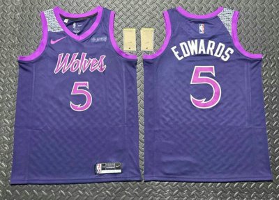 NBA 5 Anthony Edwards Timberwolves 2019-20 city Maillot